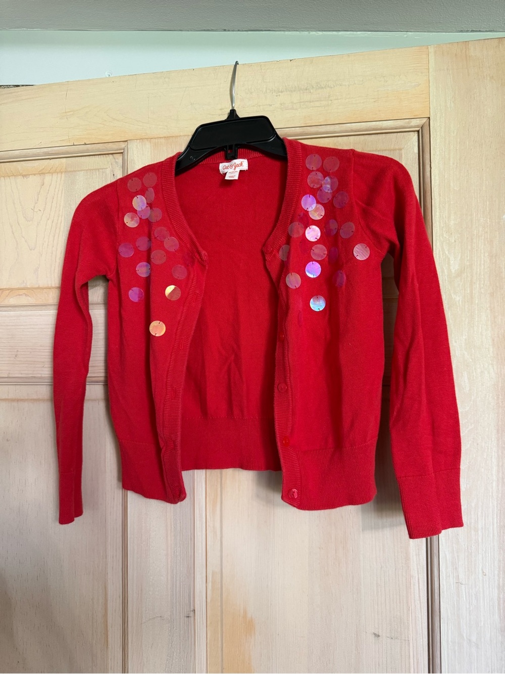 Cat & Jack Red Sequin Accent Cardigan